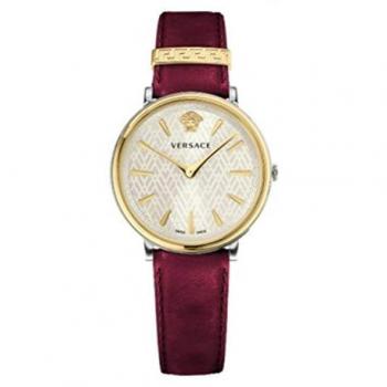 Versace Circle Gold Leather Strap Quartz Watch for Women - Multicolor