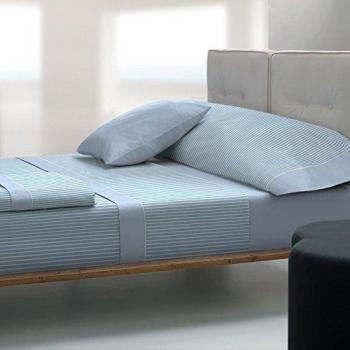 Tolrà T4107 - Juego de sábanas, 3 piezas, 50% algodón, 50% poliéster, para cama de 150/160 cm, color celeste