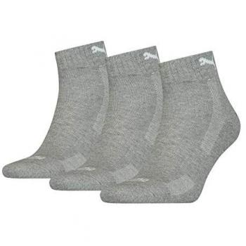 Puma Calcetines Cortos Cushioned Quarter 3 Pares, Gris (Middle Grey Melange), Talla 39-42, Unisex adulto