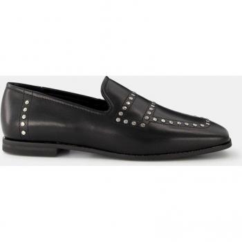 Mocasines de mujer Alpe en negro con tachas y puntera cuadrada