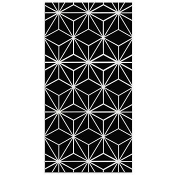 Alfombra vinílica líneas estrellas negra 60x250 cm para cocina, oficina y salón