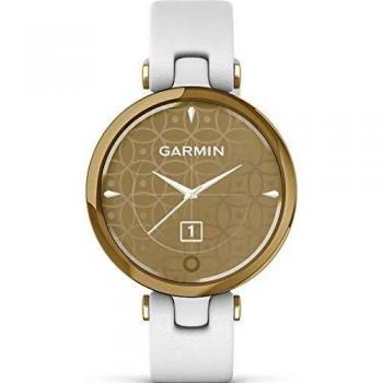 Reloj Inteligente Garmin Lily Classic Blanco con Correa de Cuero y Acabado en Dorado Claro, Pantalla LCD de 34.5 mm