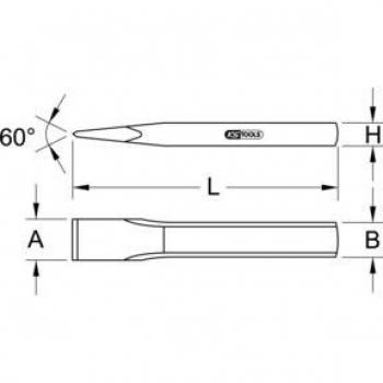 Cincel plano ovalado KS Tools 250x31mm, color plata