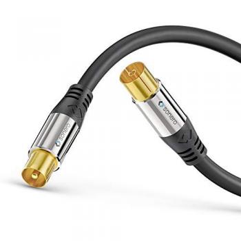 Cable de Antena Premium Koaxial 3m Negro - Conector IEC Macho a Hembra