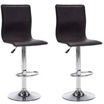 vidaXL 2X Sillas de Bar Cuero Sintético Marrón Taburete Asiento Cocina Comedor
