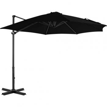 Sombrilla voladiza con poste de aluminio negro 300 cm