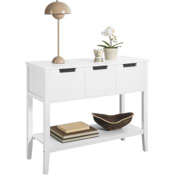 Mesa de Entrada Recibidor SoBuy FSB51-W con 3 Cajones y 1 Estante, dimensiones 93 x 33 x 79 cm, color blanco