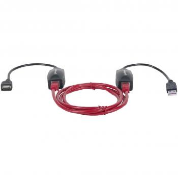 Manhattan USB-A Line Extender for RJ45 Network Cable, Extend USB Device up to 60m, Bus Powered, Cat5e/Cat6/Cat6A Compatible - Black