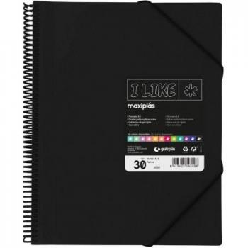 Carpeta 30 fundas Maxiplast I Like Negra