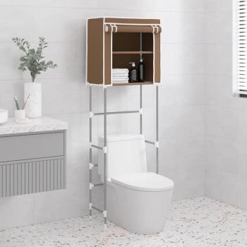 Estantería de baño de 2 niveles en color marrón, dimensiones 56x30x170 cm, fabricada en hierro
