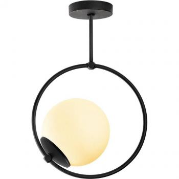Plafón Opviq GMN-000013 negro con pantalla de vidrio para 1 luz
