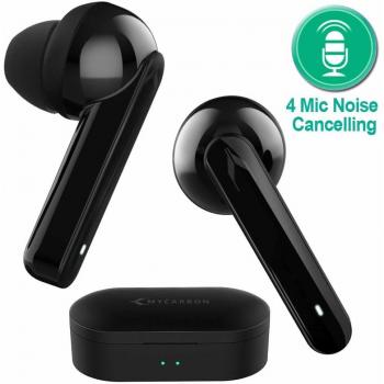 Auriculares Inalámblicos MYCARBON T3 Auriculares Bluetooth 5.0 Cascos Invisibles con Micrófonos Dual con DSP Cancelación de Ruido Audífonos Deportivos Mini Twins In-Ear IPX5 con Caja de Carga