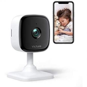 Victure 1080P Cámara de Vigilancia Interior, Cámara IP 2.4G Wi-Fi, Vigilabebés con Visión Nocturna, Detección de Movimiento y Sonido, Audio Bidireccional, Compatible con Alexa / Google Home