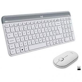 LOGITECH Mk470 Teclado RF Inalámico QWERTY Danés, Finlandés, Noruego, Sueco Plata-Blanco