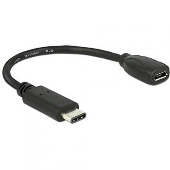 Delock Cable adaptador USB Type-C 2.0 macho a USB 2.0 Micro B hembra 15 cm negro