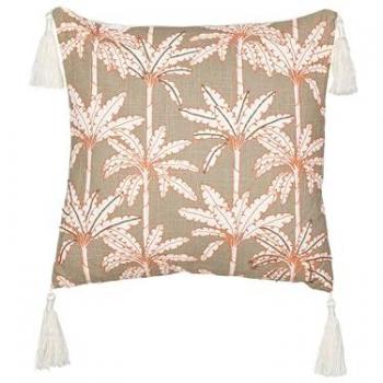 Cojín Decorativo Cuadrado de Algodón Multicolor 45 x 45 cm con Motivo de Palmeras Marinas y Relleno de Poliéster