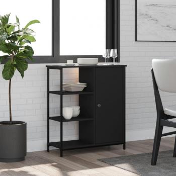 Aparador de madera multicapa negro 70x30x80 cm