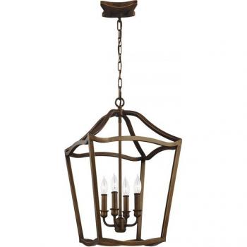 Colgante Yarmouth de Latón Envejecido Pintado de 60,6 cm con 4 velas ligeras