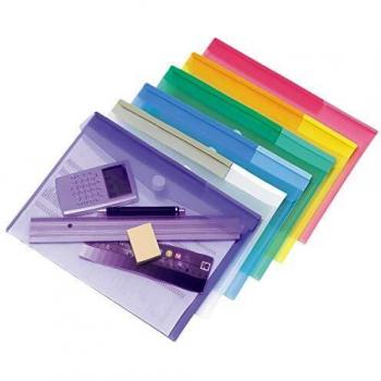 Tarifold A4 Document Pockets with Velcro Closure, Assorted Colors, Pack of 12