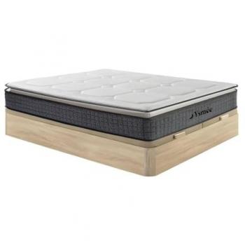 Conjunto de canapé abatible 180 x 200 cm natural claro + colchón de muelles ensacados 7 zonas con acolchado de látex 32 cm - SEREM de YSMÉE