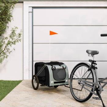 Remolque de bicicleta para mascotas en hierro y tela Oxford negro y gris