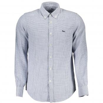 Elegant Light Blue Cotton Casual Shirt for Men - XXL with Contrasting Cuffs