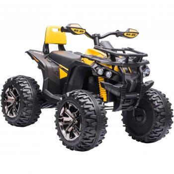 HOMCOM Quad Eléctrico para Niños 12V con 2 Motores, Faros, Música, Neumáticos de Suspensión, Botones de Avance y Retroceso, Vehículo Elé
