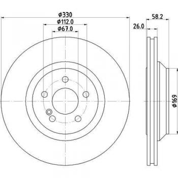 Disco de freno HELLA 8DD 355 116-281 recubierto ventilado interiormente 330mm x 26mm para BRABUS / MERCEDES-BENZ Clase S Berline