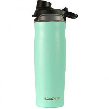HAUSHOF Botella de Agua, Vaso Termico Sin BPA 590 ml / 20 oz, Doble Pared, botella agua acero inoxidable 18/8, botella deportiva, para Gym, Yoga, Ciclismo y Viajes