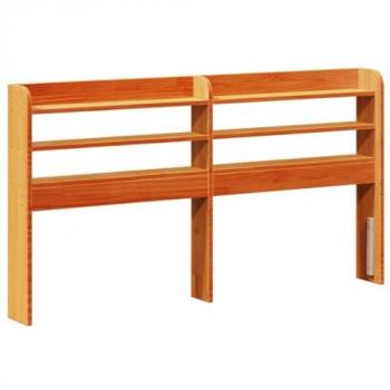 Cabecero de cama con estantes madera maciza pino marrón 160 cm