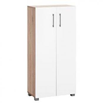 Zapatero Armario 2 Puertas Blanco y Roble 60 x 32 x 125 cm Sileno