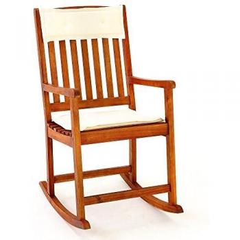 Mecedora de Madera de Acacia con Cojín Incluido 107x54x76cm para Jardín y Terraza