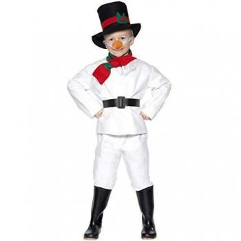 Smiffy'S 30056L Disfraz De Muñeco De Nieve Con Parte De Arriba, Pantalón, Gorro Y Bufand, Blanco, L - Edad 10-12 Años