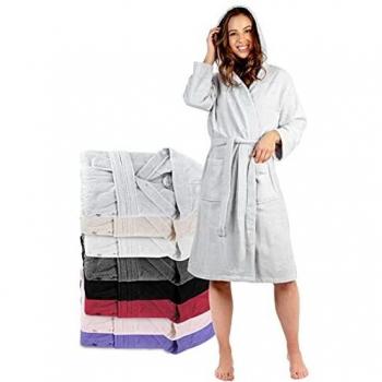 Twinzen Bata Baño con Capucha, Albornoz 100% Algodón para Mujer