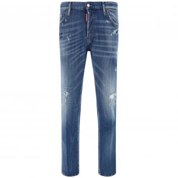 DSQUARED2 Men's Slim-fit Distressed Blue Denim Jeans - Size 3XL