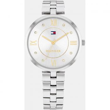 Reloj Tommy Hilfiger 'Ella' 1782683 - Elegante reloj de mujer con esfera plateada y circonitas, resistente al agua 30 metros