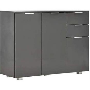 vidaXL Aparador 107x35x76 cm Hogar Casa Muebles Mobiliario Elegante Decoración Interior Diseño Estilo Almacenaje Gris Brillante