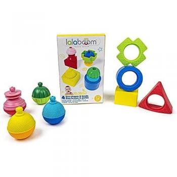 Lalaboom- 4 Formas y 4 perlas-12 Piezas, Multicolor