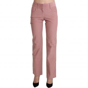 Ermanno Scervino Pink Mid Waist Straight Trouser Cotton Pants - IT40|S, Female, Size: XS