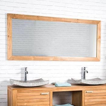 Espejo rectangular grande de teca maciza 160 x 70 - Marrón