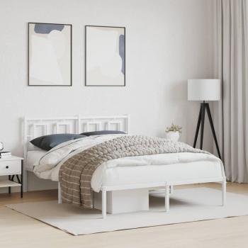 Estructura de cama de metal con cabecero blanca 135x190 cm