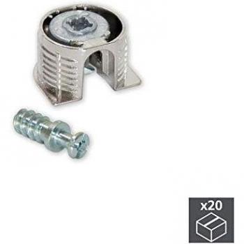 Emuca 4027307 4027307-Lote de 20 Kit de enganches Fix 20 x 12,5 mm y pernos D. 6 x 11 mm