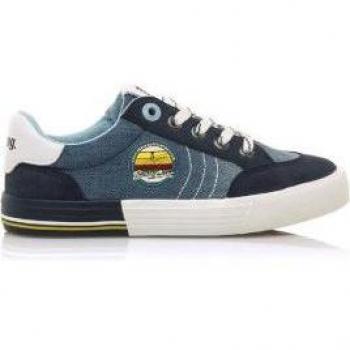 Mustang Kids Emi Zapatillas Deportivas para Niño Azul con Cierre de Cordones y Puntera Redonda en Tejido de Lona y Suela Bicolor