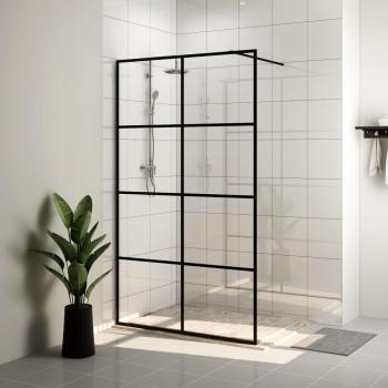 Mampara de ducha accesible de vidrio ESG transparente negro 100x195cm