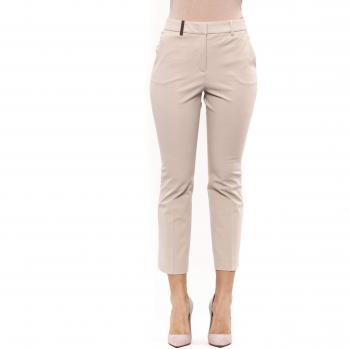 Peserico Slim Fit Regular Waist Beige Cotton Jeans & Pant - IT42|M