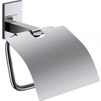 Gedy Maine Portarollo con Tapa, Acero Inoxidable, Plateado, 14.3x6.8x15 cm