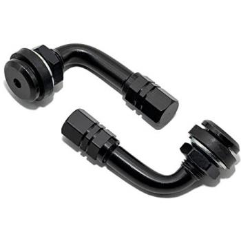 Kit de 2 Válvulas Acodadas Anodizadas para Moto - Color Negro - 100D