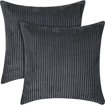 UMI Amazon Brand Fundas para Cojin de Color Liso Cuadrado Suave 2 Piezas 55x55cm Gris Oscuro