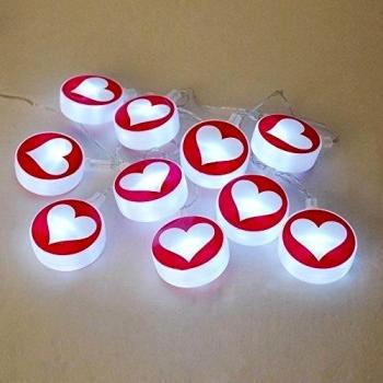 Â§ Â§ guirnalda de 10Â C & # x153; urs en rojo y blanco. 10Â LEDs blancos autoalimentados por las pilas