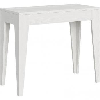 Consola extensible 90x42/302 cm efecto madera fresno blanco